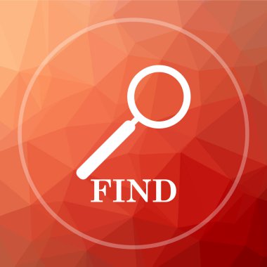 Simgesini bulun. Kırmızı Düşük poli arka plan üzerinde Web sitesi düğmesini bulmak