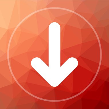 Ok simgesi. Kırmızı Düşük poli arka plan üzerinde ok Web sitesi düğmesini basılı