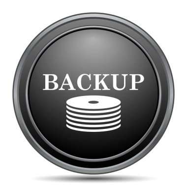 Beyaz arka plan üzerinde yedekleme simgesini, siyah Web sitesi düğmesini