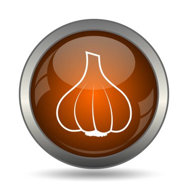 Sarımsak simgesi. Beyaz arka plan üzerinde Internet düğmesi.