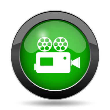 Video kamera simgesi, yeşil Web sitesi düğmesini beyaz arka plan üzerinde