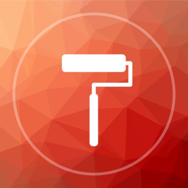 Silindir simgesi. Silindir Web sitesi düğmesini kırmızı düşük poli arka plan üzerinde