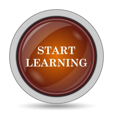 Başlat simgesi, turuncu web sitesi düğmesini beyaz arka plan üzerinde öğrenmek