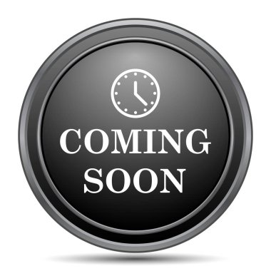 Beyaz arka plan üzerinde siyah kutsal kişilerin resmi web sitesi düğme coming soon
