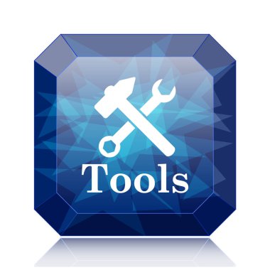 Araçlar mavi kutsal kişilerin resmi web sitesi düğme beyaz arka plan üzerinde