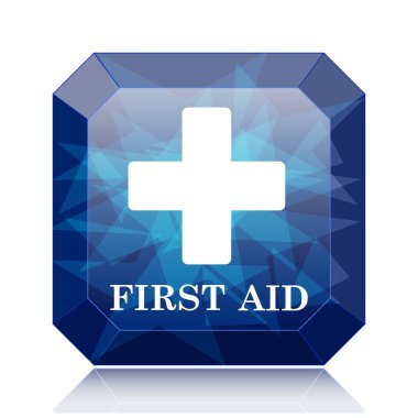 İlk yardım mavi kutsal kişilerin resmi web sitesi düğme beyaz arka plan üzerinde