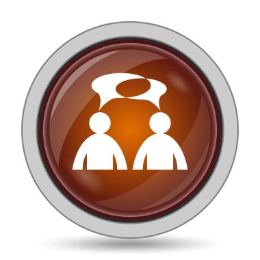 Beyaz arka plan üzerinde yorum kutsal kişilerin resmi, turuncu web sitesi düğme. -Erkekler balon