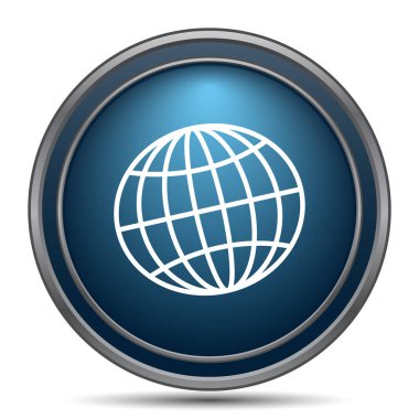 Küre simgesi. Beyaz arka plan üzerinde Internet düğmesi