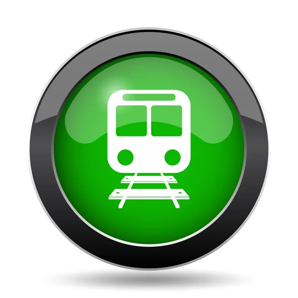 Train icon, green website button on white background