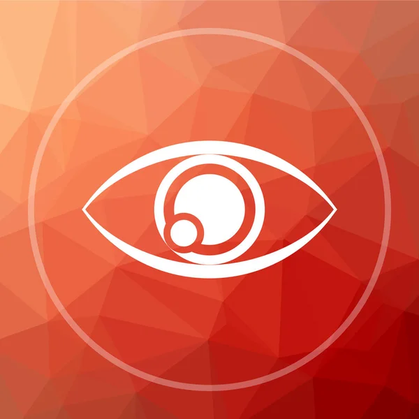 Eye icon. Eye website button on red low poly background