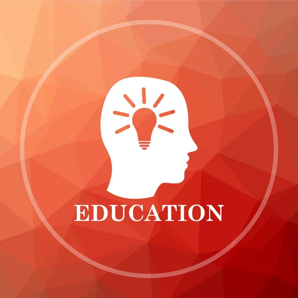 Eğitim Simgesi Eğitim Web Sitesi Düğmesini Kırmızı Düşük Poli Arka — Stok fotoğraf