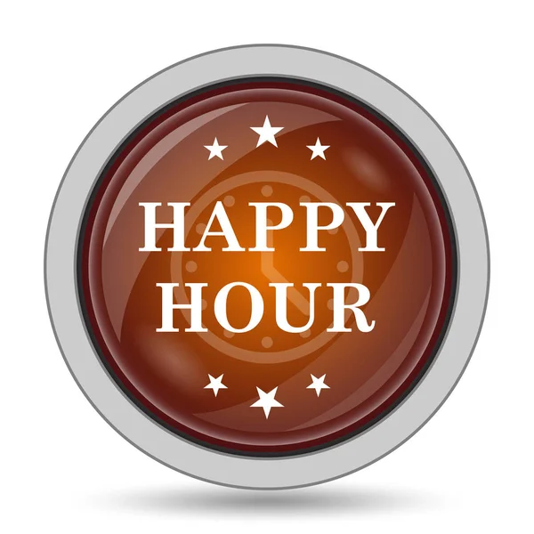 Happy hour icon, orange website button on white background