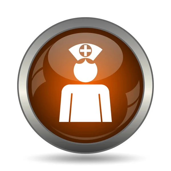 Икона Медсестры Кнопка Интернет Белом Фоне — стоковое фото