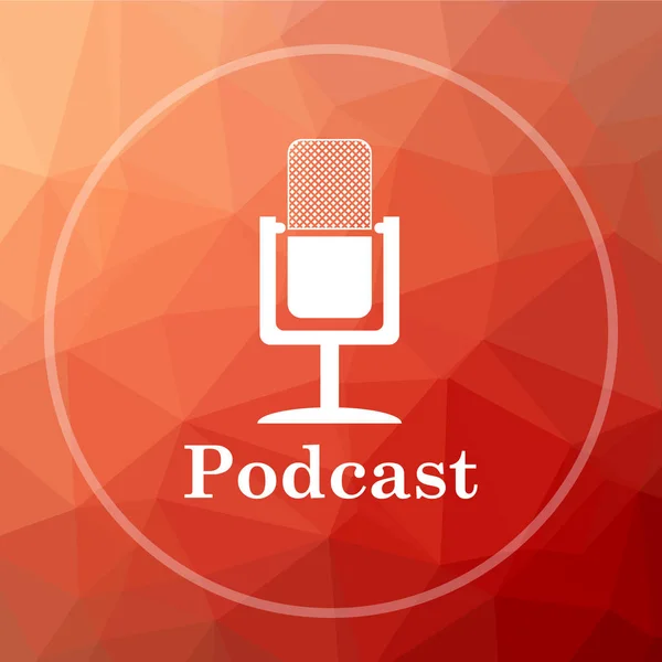 Podcast icon. Podcast website button on red low poly background