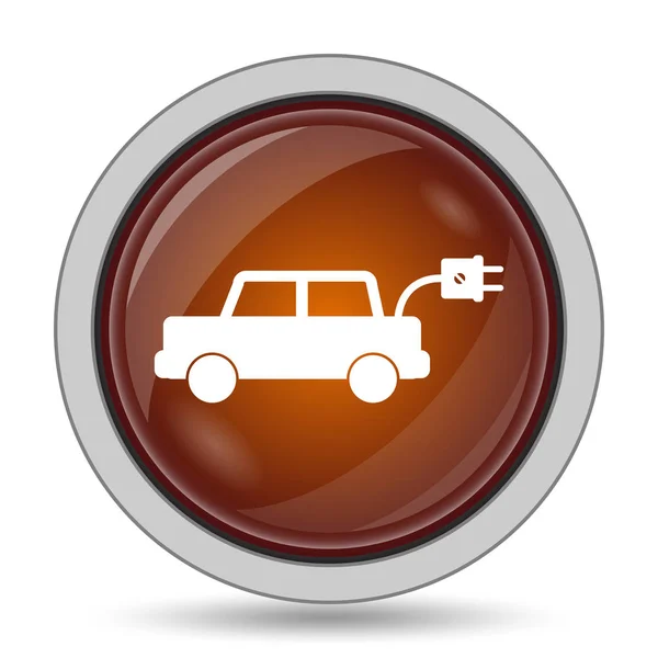 电动车图标 橙色网站按钮白色背景 — 图库照片