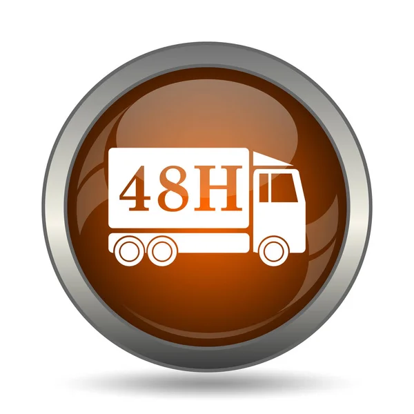 Ícone Caminhão Entrega 48H Botão Internet Fundo Branco — Fotografia de Stock