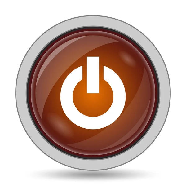 白い背景の上の電源ボタン アイコン オレンジのウェブサイト ボタン — ストック写真