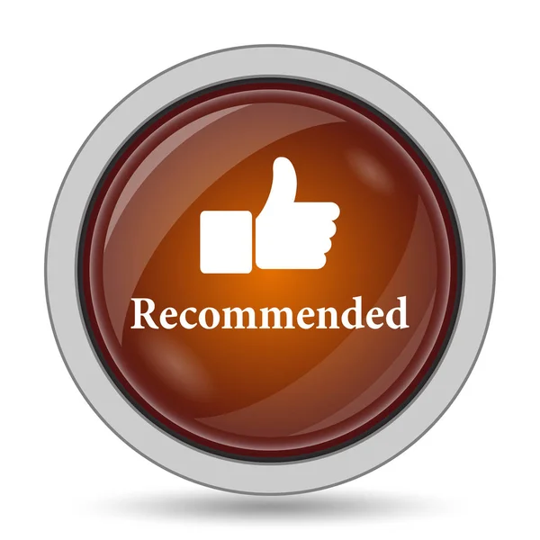 Icono Recomendado Botón Naranja Del Sitio Web Sobre Fondo Blanco — Foto de Stock