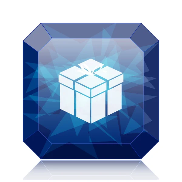 Icono Regalo Botón Azul Del Sitio Web Sobre Fondo Blanco — Foto de Stock