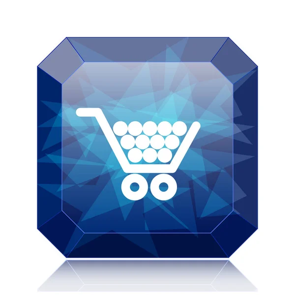 Shopping Cart Icon Blue Website Button White Background — Stock Photo, Image