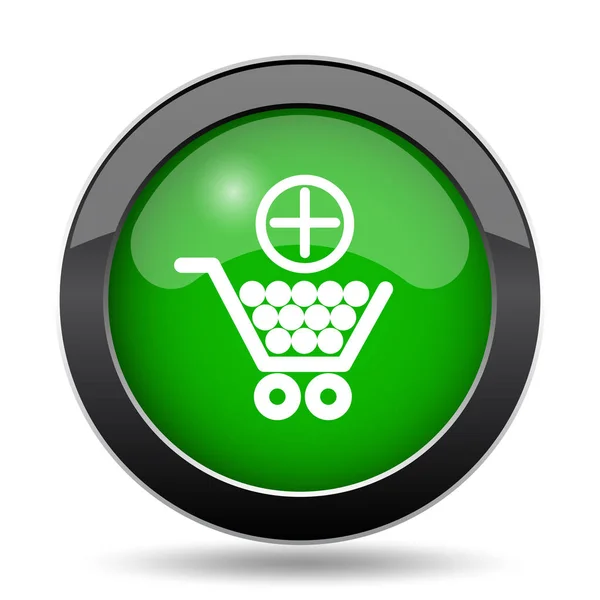 Lägg Till Shopping Cart Ikon Gröna Webbplats Knappen Vit Bakgrund — Stockfoto