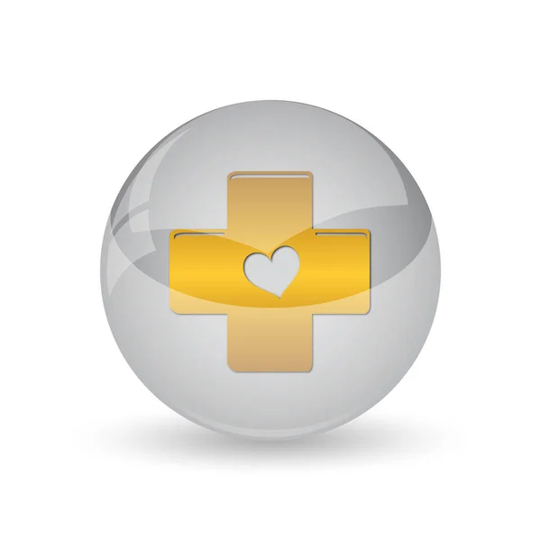 十字与心脏图标 白色背景上的互联网按钮 — 图库照片