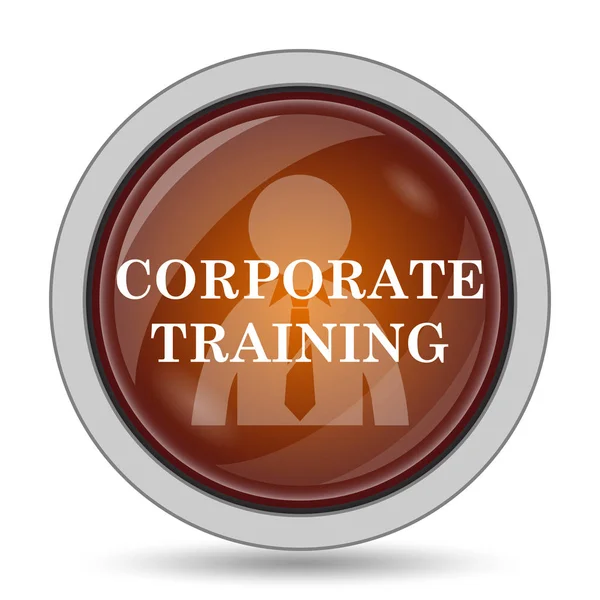 Corporate training icon, orange website button on white background