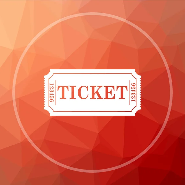 Cinema ticket icon. Cinema ticket website button on red low poly background