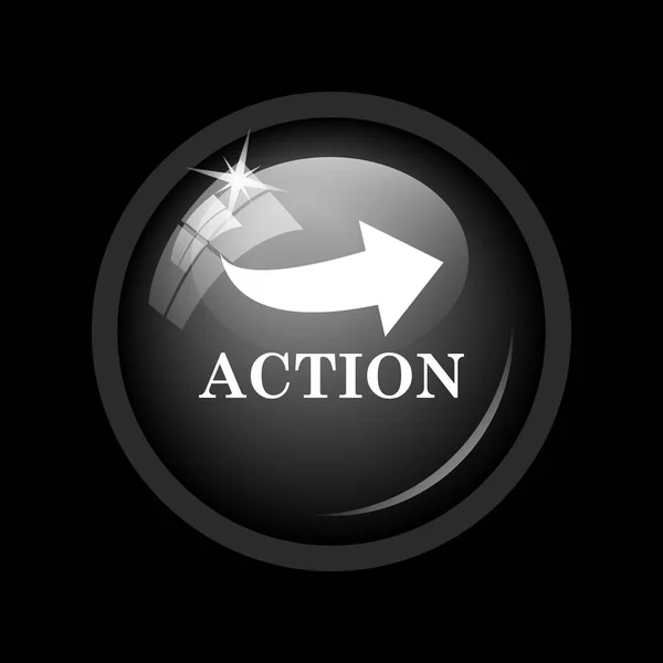 Action Icon Internet Button Black Background — Stock Photo, Image