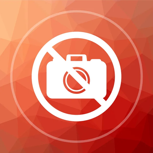 禁止相机图标 禁止摄像头网站按钮在红色低聚背景 — 图库照片