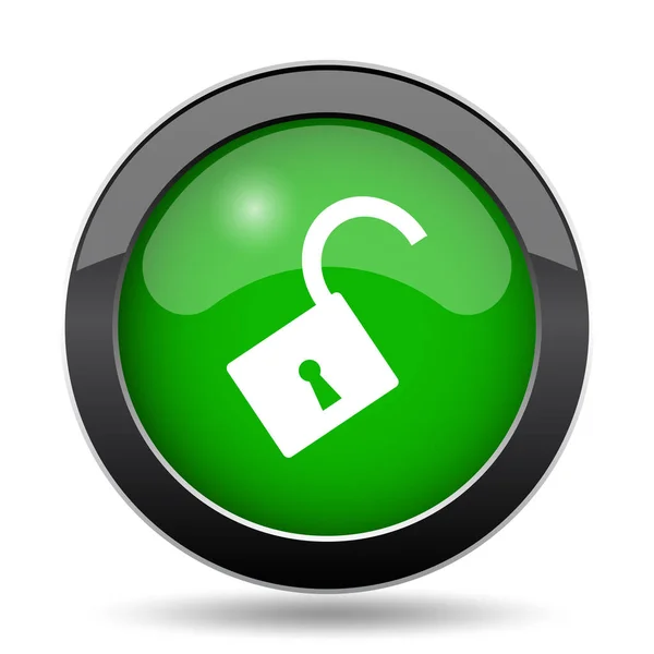 Open Lock Icon Green Website Button White Background — Stock Photo, Image