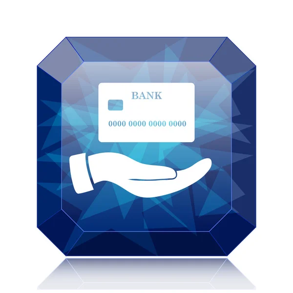 Mão segurando ícone de cartão de crédito — Fotografia de Stock