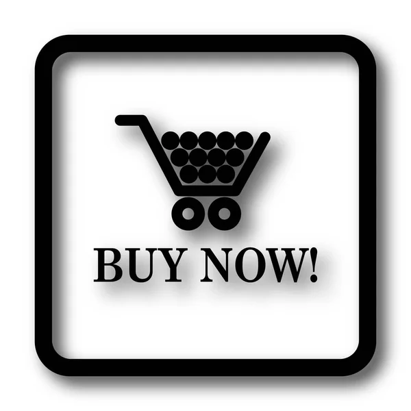 Buy now shopping cart icon, black website button on white background
