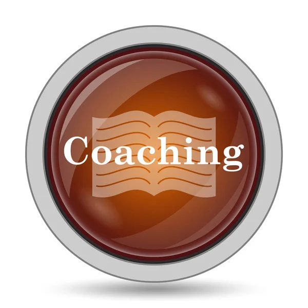 Icona Coaching Pulsante Arancione Sito Web Sfondo Bianco — Foto Stock