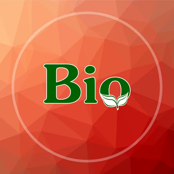 Bio Symbol Bio Website Taste Auf Rotem Low Poly Hintergrund — Stockfoto