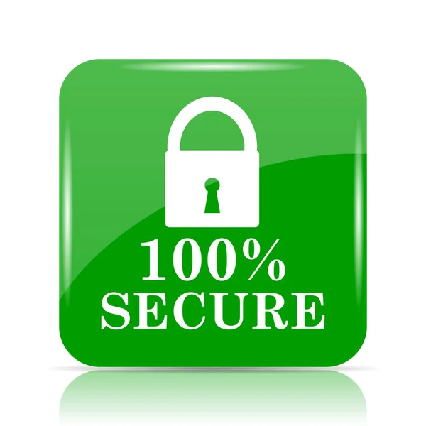 100 Percent Secure Icon Internet Button White Background — Stock Photo, Image