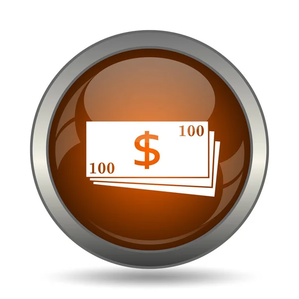 Ícone Dinheiro Botão Internet Fundo Branco — Fotografia de Stock