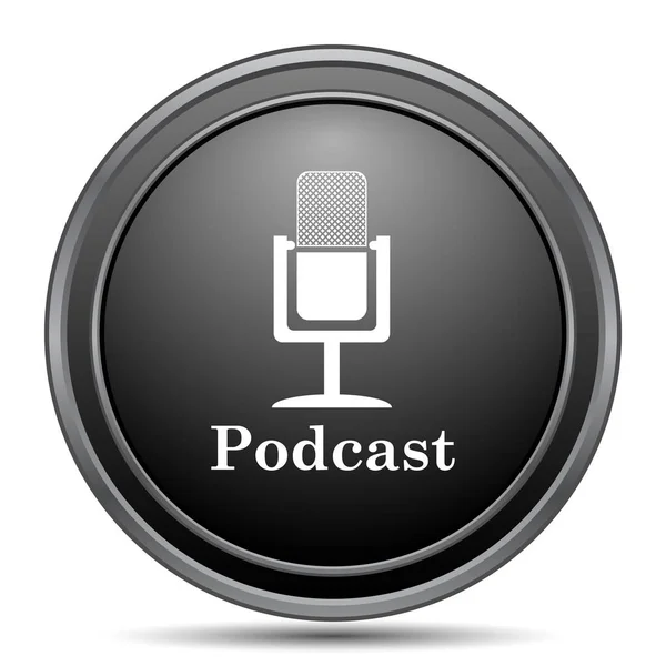 Icono Del Podcast Botón Del Sitio Web Negro Sobre Fondo —  Fotos de Stock