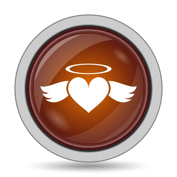 Corazón Icono Ángel Botón Del Sitio Web Naranja Sobre Fondo — Foto de Stock