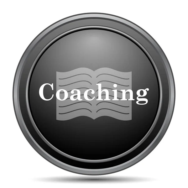 Ícone Coaching Botão Site Preto Fundo Branco — Fotografia de Stock