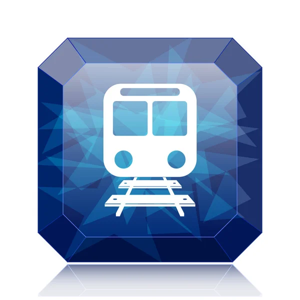 Τρένο Κουμπί Ιστοσελίδα Εικονίδιο Μπλε Άσπρο Φόντο — Φωτογραφία Αρχείου