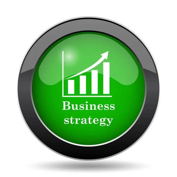 Icono Estrategia Empresarial Botón Verde Del Sitio Web Sobre Fondo — Foto de Stock