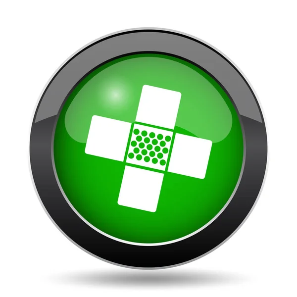 Medical patch icon, green website button on white background
