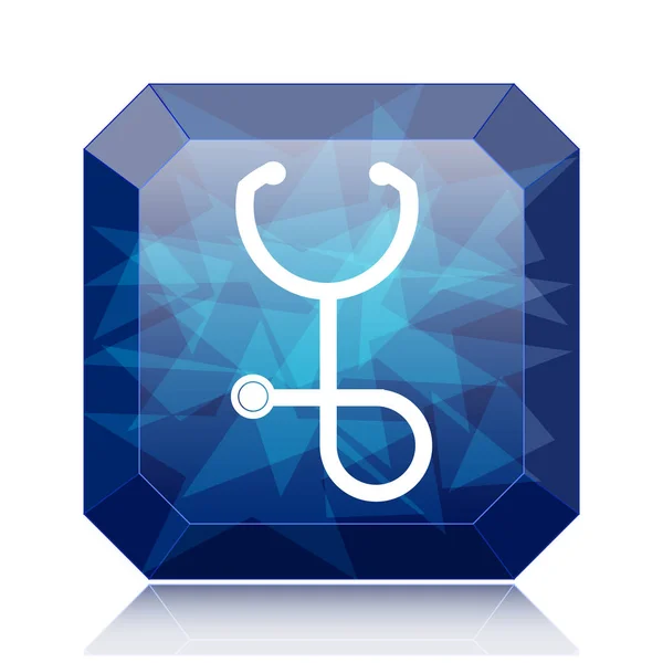 Stethoscope Icon Blue Website Button White Background — Stock Photo, Image