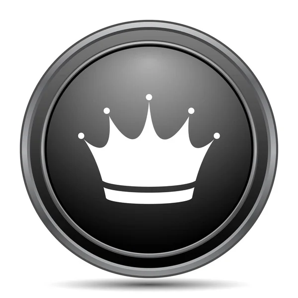 白い背景の上の王冠アイコン 黒ウェブサイト ボタン — ストック写真