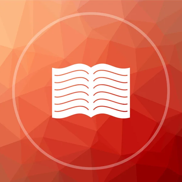 Book icon. Book website button on red low poly background