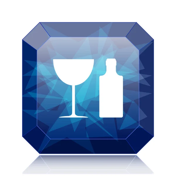 Bottle Glass Icon Blue Website Button White Background — Stock Photo, Image
