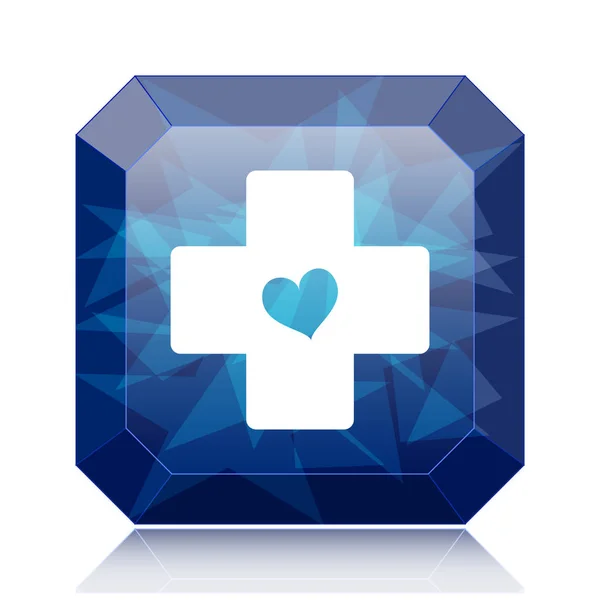 Cross Heart Icon Blue Website Button White Background — Stock Photo, Image