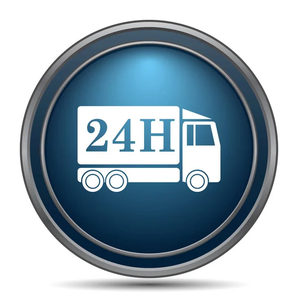 24H Icona Del Camion Consegna Pulsante Internet Sfondo Bianco — Foto Stock