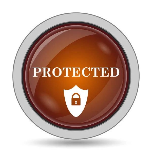 Προστατευμένο Εικονίδιο Πορτοκαλί Κουμπί Ιστοσελίδα Λευκό Φόντο — Φωτογραφία Αρχείου